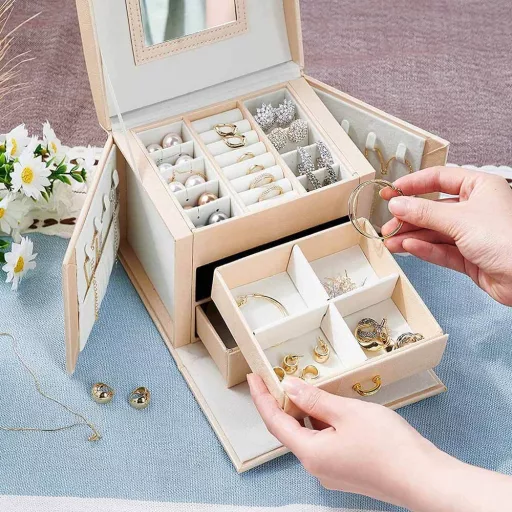 Eleganten organizator za nakit z več predali in zaklepnim dizajnom
