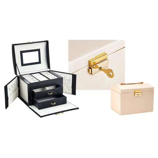 Eleganten organizator za nakit z več predali in zaklepnim dizajnom
