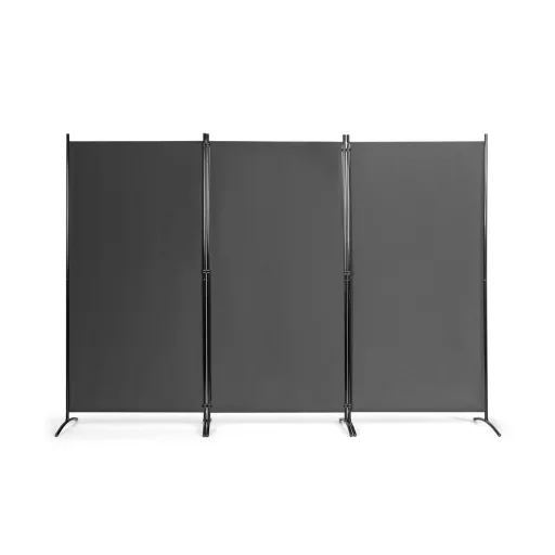 Zložljiv zaslon za delitev prostora 260x180cm z stabilnim kovinskim okvirjem - siva