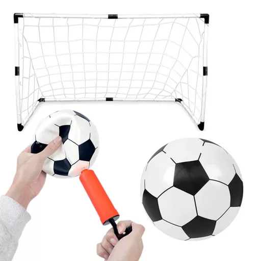 2-v-1 prenosni nogometni gol s žogo in črpalko, nastavljive velikosti