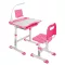 Nastavljiv otroški pisalni miza in stol s LED svetilko in shrambo - roza