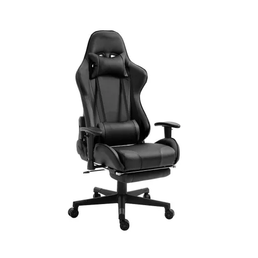 Ergonomska igralna stolica s podnožjem - nastavljivo naslonjalo, podpora za vrat in ledveni del