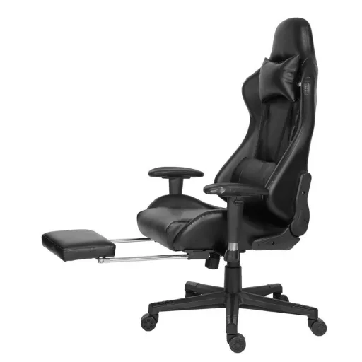 Ergonomska igralna stolica s podnožjem - nastavljivo naslonjalo, podpora za vrat in ledveni del