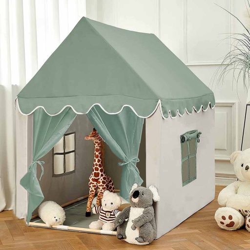 Igrača hiška v mint zeleni barvi z mehko podlogo - enostavna sestava, varen dizajn