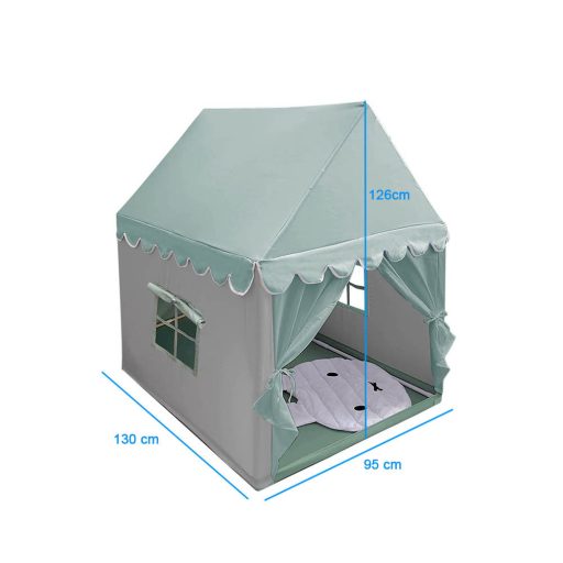 Igrača hiška v mint zeleni barvi z mehko podlogo - enostavna sestava, varen dizajn