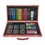 84-delni prenosni umetniški set s svinčniki, akvareli in oljnimi pasteli v leseni škatli za shranjevanje