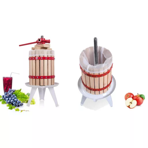 6L Stiskalnica za Sadje za Jabolka in Jagode - Tradicionalna Kovinsko-lesena Oblika za Kuhinjo in Zunanje Uporabe