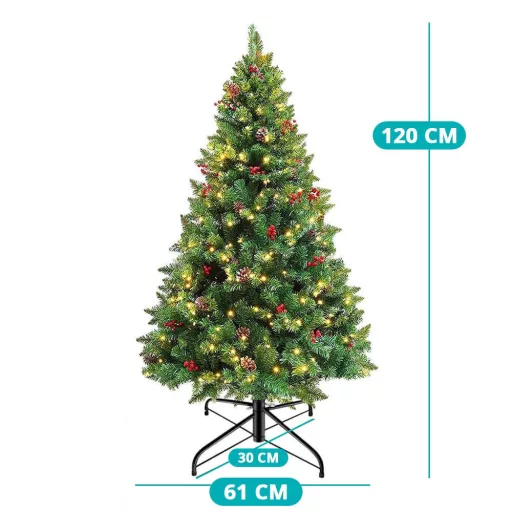 LED božično drevo s toplimi belimi lučmi - 120 cm, 100 LED