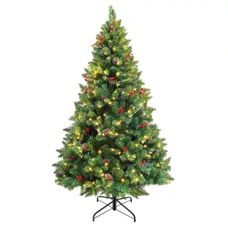   150 cm LED božično drevo z toplimi belimi lučmi - enostavna sestava in prostor varčna zasnova