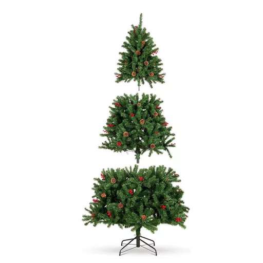 150 cm LED božično drevo z toplimi belimi lučmi - enostavna sestava in prostor varčna zasnova