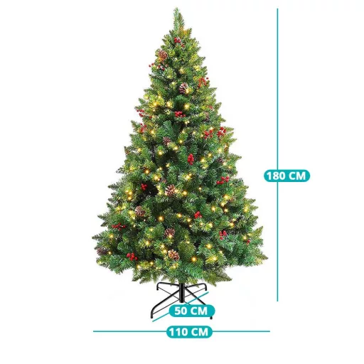LED božično drevo s toplimi belimi lučmi - 180 cm, 260 LED diod, enostavna sestava