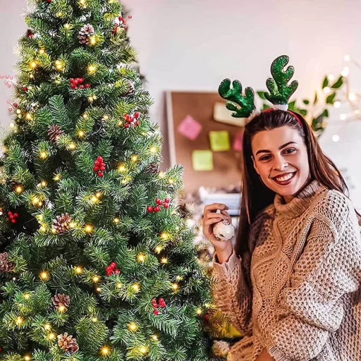 LED božično drevo s toplimi belimi lučmi - 180 cm, 260 LED diod, enostavna sestava
