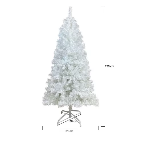Bela umetna božična jelka - 120 cm, zložljive veje, kovinska osnova