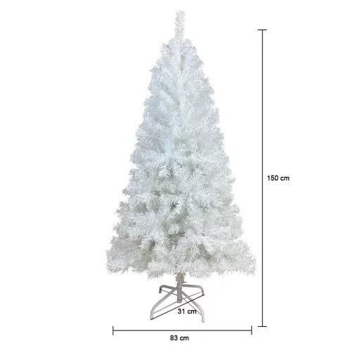 Bela umetna božična jelka - 150 cm, zložljive veje, kovinska osnova, različne velikosti