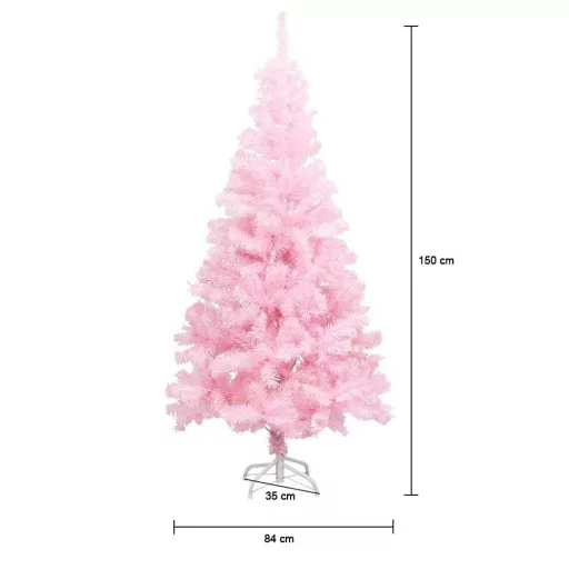 Roza umetna božična jelka - 150 cm, enostavna sestava, na voljo v različnih velikostih