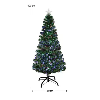   120 cm umetno božično drevo z optičnimi vlakni in 8 načini osvetlitve ter rdečim vrhom