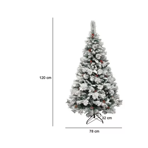 120 cm Snezna umetna božična jelka - Realističen dizajn, enostavna sestava, trajna