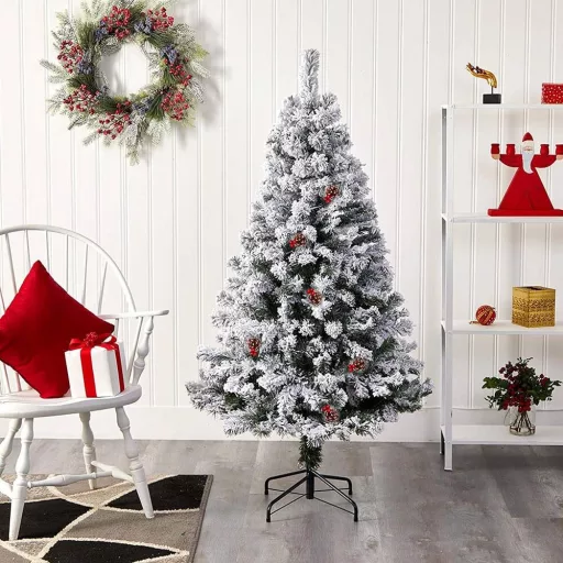 120 cm Snezna umetna božična jelka - Realističen dizajn, enostavna sestava, trajna