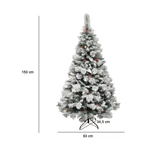 150 cm Snezna umetna božična jelka - Realističen dizajn, enostavna sestava, trajna