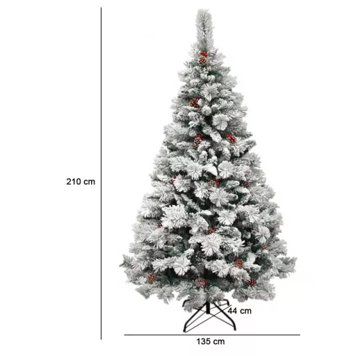 210 cm Snezna umetna božična jelka - Realističen dizajn, enostavna sestava, trajna