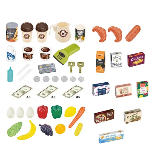 Interaktivni supermarket set za igro z 60 dodatki za otroke