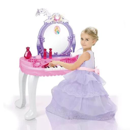 2-v-1 Princesa Toaletna Miza in Klavir z Interaktivnim Ogledalom in 13 Dodatki