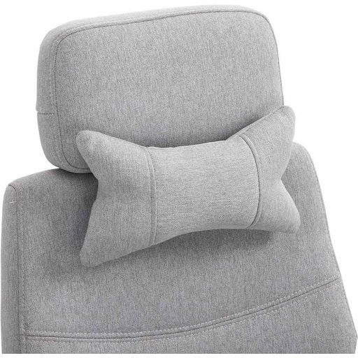 Ergonomski pisarniški stol s naslonjalom za glavo, nastavljivim podnožjem in nagibnim naslonjalom - svetlo siva