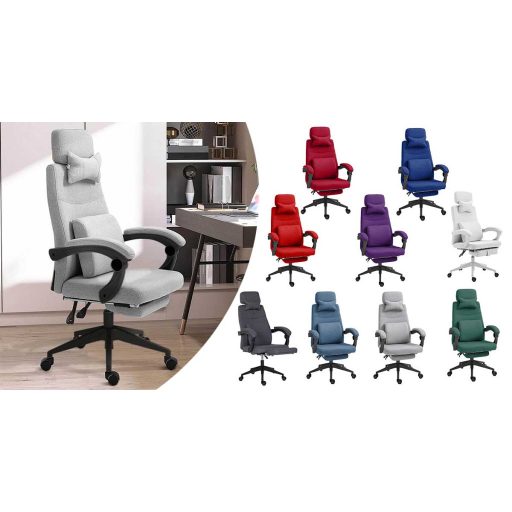 Ergonomski pisarniški stol s naslonjalom za glavo, nastavljivim podnožjem in nagibnim naslonjalom - svetlo siva