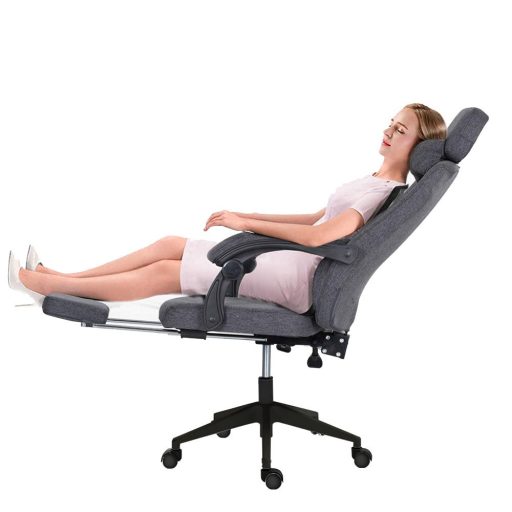 Ergonomski pisarniški stol s naslonjalom za glavo, nastavljivim podnožjem in nagibnim naslonjalom - temno siva