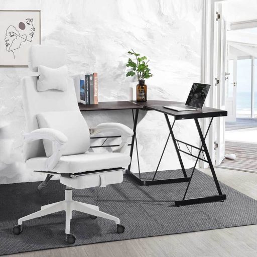 Ergonomski pisarniški vrtljiv stol z nastavljivim naslonjalom za glavo in nogo - več barv