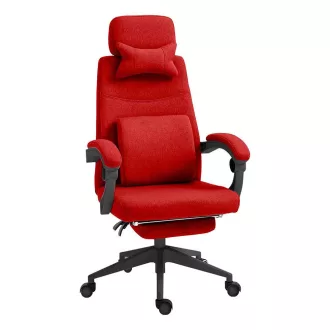   Ergonomski pisarniški vrtljiv stol z nastavljivim naslonjalom za glavo in nogo - Rdeč