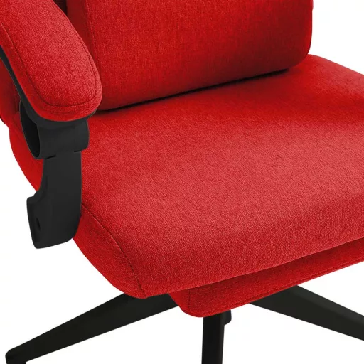 Ergonomski pisarniški vrtljiv stol z nastavljivim naslonjalom za glavo in nogo - Rdeč