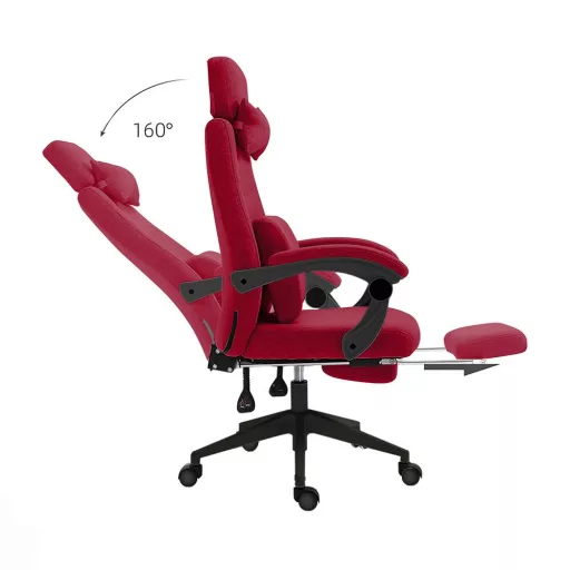 Ergonomska burgundska pisarniška stolica z nastavljivim naslonjalom za glavo in noge