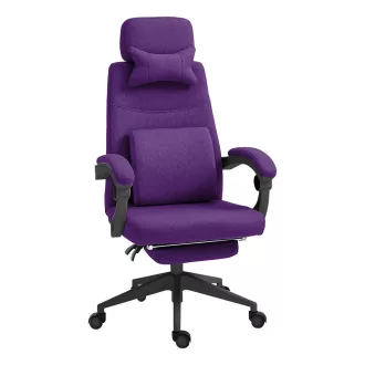   Ergonomska vijolična pisarniška stolica s prilagodljivo naslonjalo za glavo in noge