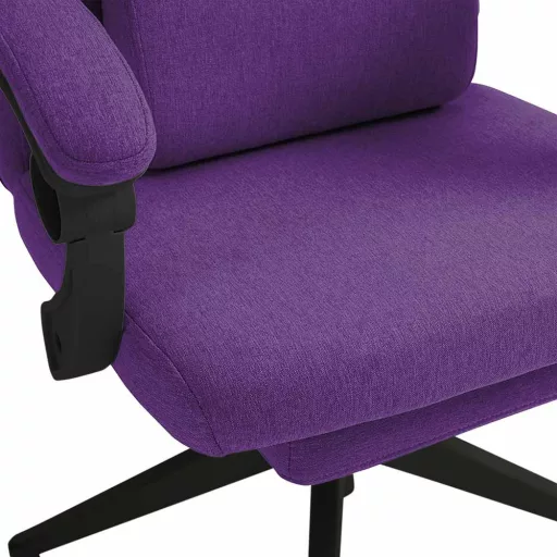 Ergonomska vijolična pisarniška stolica s prilagodljivo naslonjalo za glavo in noge