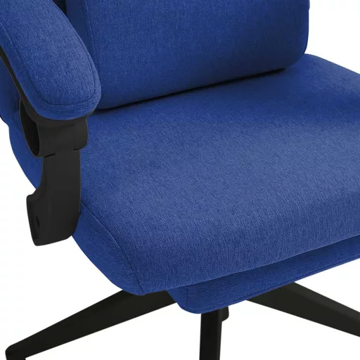 Ergonomski pisarniški vrtljiv stol s naslonjalom za glavo, nastavljivim naslonjalom za noge in nagibnim naslonjalom - temno modra