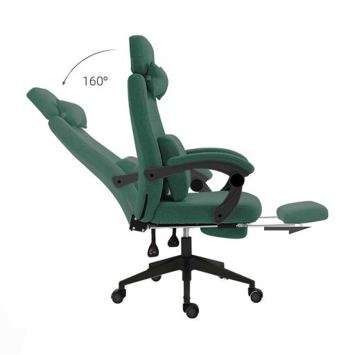 Ergonomski pisarniški vrtljiv stol z nastavljivim naslonjalom za glavo in nogo - Zelen