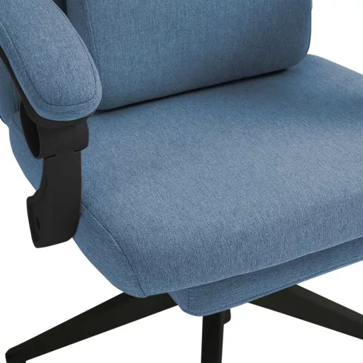 Ergonomski pisarniški vrtljiv stol z nastavljivim naslonjalom za glavo in nogo - svetlo modra