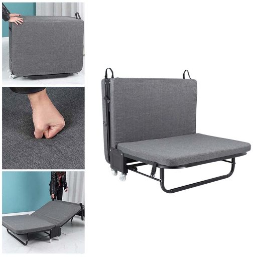 Zložljivo gostinsko posteljo s 6 cm debelim vzmetnico in nastavljivim naslonjalom - siva