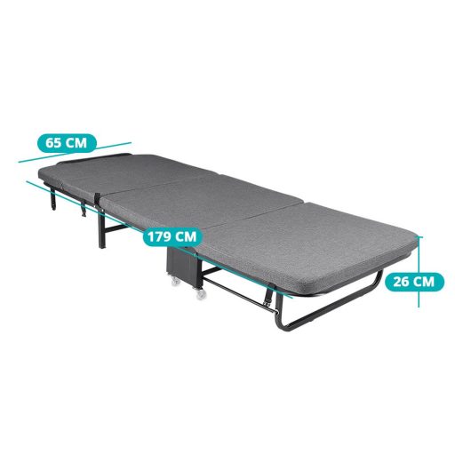 Zložljivo gostinsko posteljo s 6 cm debelim vzmetnico in nastavljivim naslonjalom - siva