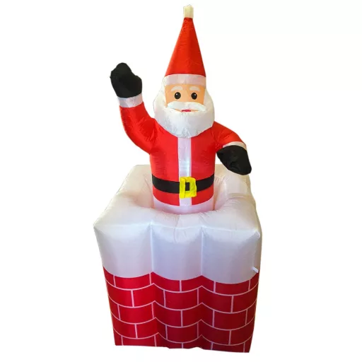 Napihljiva božična dekoracija Santa z LED lučmi - 157x67x67 cm