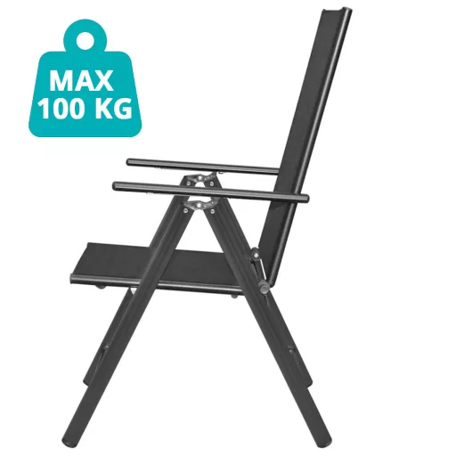 Zložljiva aluminijasta vrtna stolica - 100 kg nosilnost, kompaktna in prenosna
