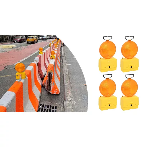 Opozorilne cestne luči na baterije - 4-pack, vremensko odporne, visoka vidljivost