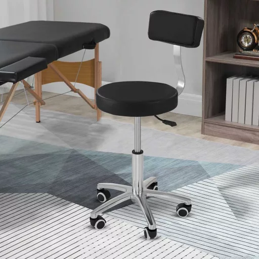 Blazino ergonomsko lepotno stolico z nastavljivo višino in vrtljivim sedežem - črna
