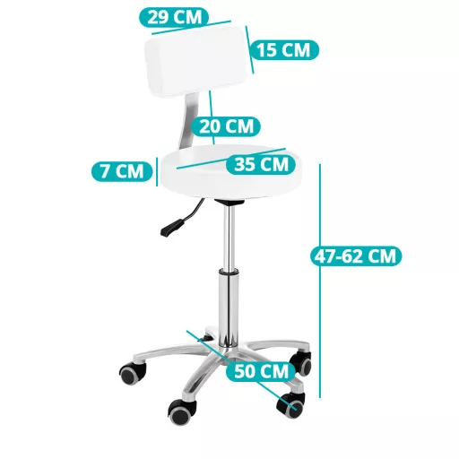 Ergonomska kozmetična stolica z nastavljivo višino in naslonjalom - na voljo v črni in beli barvi