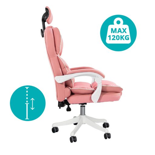 Lux izvršni vrtljiv stol s nastavljivo višino in nagibnim naslonjalom - Roza