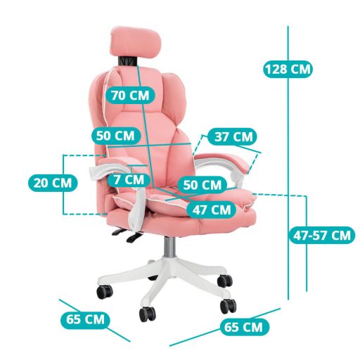 Lux izvršni vrtljiv stol s nastavljivo višino in nagibnim naslonjalom - Roza