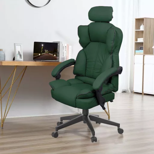 Lux izvršna ergonomska pisarniška stolica - temno zelena, nastavljiva višina, nagibna naslonjala