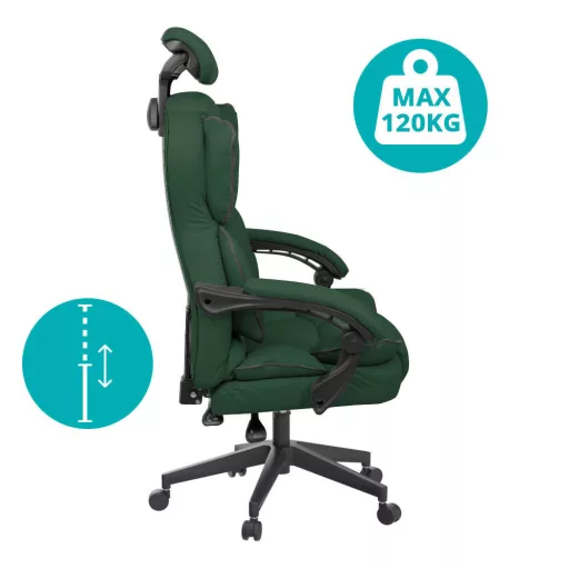Lux izvršna ergonomska pisarniška stolica - temno zelena, nastavljiva višina, nagibna naslonjala