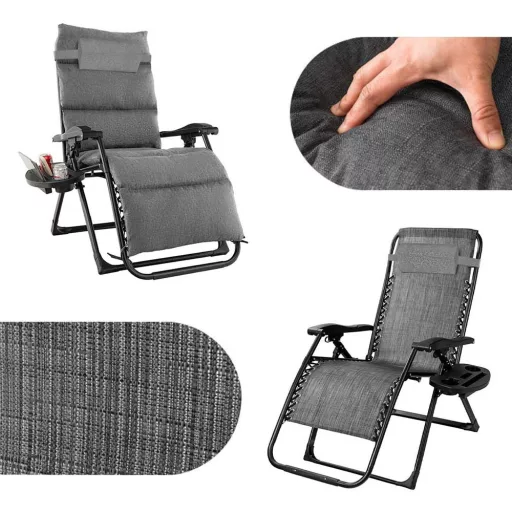 Padded Zero Gravity Chair with Storage and Headrest - Multiple Colors
